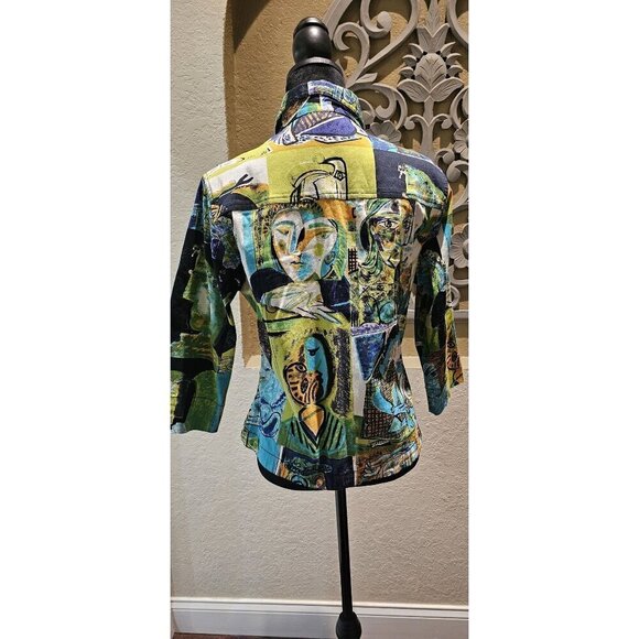 Mirror Image Women's Abstract Art Print Button-Up Jacket S NWOT - Picture 2 of 12